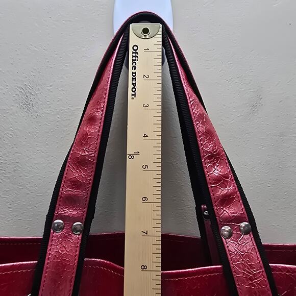 Kate Landry Large Vegan Leather Large Tote Shopper Everyday Shoulder Bag Red - Picture 7 of 10